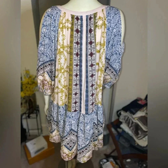 Free People Portobello Road Boho Cold Shoulder Tunic Mini Dress Womens s - Picture 11 of 16